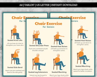 Chair Exercises for Seniors PDF, Chair Workout for Beginners, Low Impact Routine, Seated Workout for Elderly at Home, Gentle Senior Fitness