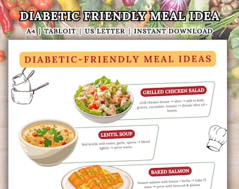 糖尿病患者向けの食事アイデア、分量と材料が記載された印刷可能な食品表、糖尿病患者向け食品リスト、糖尿病患者向け食品表、糖尿病患者向けスナックリスト