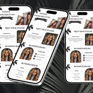 Acuity Scheduling Template Hair, Hair Stylist Website, Hair Stylist Acuity Scheduling Template, Hair Stylist Branding, Dark Canva Template