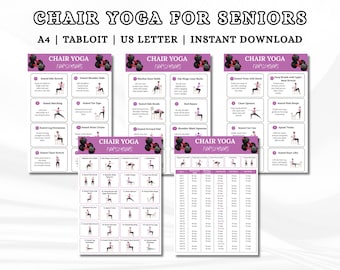 30 Day Chair Yoga For Seniors Challenge | Chair Exercise Guide I Printable Chair Workout PDF | Senior Home Workout Plan | Digital Download