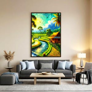 Van Gogh-inspired Rice Terraces Wall Art With Bahay Kubo | Framed Post ...