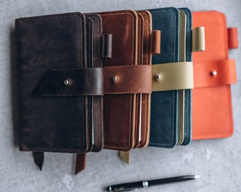 Handmade Full Grain Leather Notebook: A6/A5 Refillable Journal