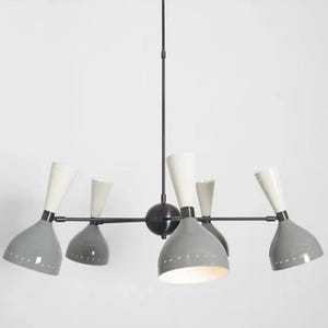 Brass Italian Chandelier Style Stilnovo Mid Century Arms Sputnik Ceiling Light Fixture