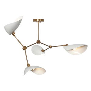 Sputnik Chandelier Stilnovo Style Four Arm Curved Disk Shade Branch Light Fixture Decorative
