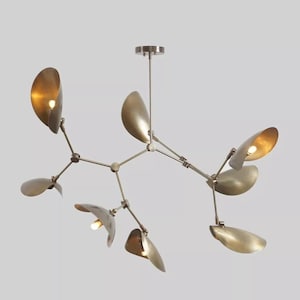 Sputnik Chandelier Stilnovo Style Eight Arm Curved Disk Shade Branch Light Fixture Decorative