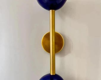 Blue Tulip Brass Wall Sconce | Mid-Century Modern Up Down Light Home Decorative Fixture
