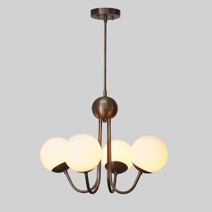 Stilnovo Four Globe Style Brass Chandelier Sputnik Fixture Chandelier Decorative