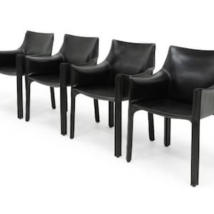 Set of 4 Mario Bellini CAB413 Cassina Black Leather