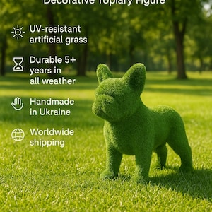 French Bulldog Topiary Sculpture | Artificial Grass Garden Decor | Handmade Outdoor Dog Figure | Lawn Art | Gift for Dog Lovers
