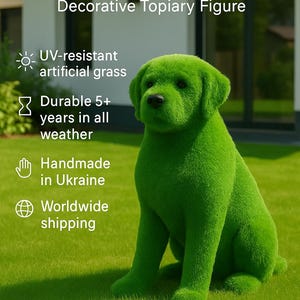 Topiary Labrador – Artificial Grass Garden Sculpture | Custom Green Lawn Decor | Handmade Garden Art for Yard, Patio, or Entryway.