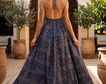 summer maxi dress backless with tie Sokhug Summer Maxi Dresses for Women 2026 Long Dress Backless Halter Crisscross Back Tie Waist Flowy Party and Beach Dress, Women's, Size: XS