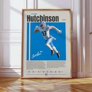Aidan Hutchinson Poster, Detroit Lions Print, NFL Poster, Sports Poster, NFL Fans, Football Poster, NFL Wall Art, Sports Bedroom Posters