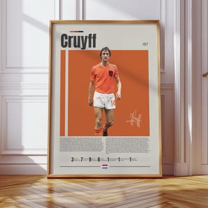 Johan Cruyff Poster, Netherlands Footballer Poster, Soccer Gifts, Sports Poster, Football Poster, Soccer Wall Art, Sports Bedroom Posters