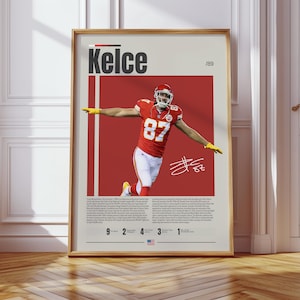 Travis Kelce Poster, Kansas City Chief Poster, NFL Poster, Sports Poster, Football Poster, NFL Wall Art, Sports Bedroom Posters