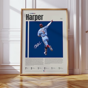 Bryce Harper Poster, Philadelphia Phillies, Baseball Prints, Sports Poster, Baseball Player Gift, Baseball Wall Art, Sports Bedroom Posters