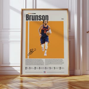 Jalen Brunson Poster, New York Knicks, NBA Poster, Sports Poster, Mid Century Modern, NBA Fans, Basketball Gift, Sports Bedroom Posters