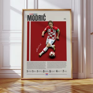 Luka Modrić Poster, Croatia Footballer Poster, Soccer Gifts, Sports Poster, Football Player Poster, Soccer Wall Art, Sports Bedroom Posters
