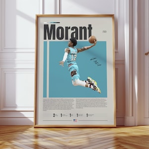 Ja Morant Poster, Memphis Grizzlies Poster, NBA Poster, Sport Poster, Mid Century Modern, NBA Fans, Basketball Geschenk, Sport Schlafzimmer Poster