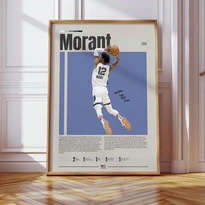 Ja Morant Poster, Memphis Grizzlies Poster, NBA Poster, Sport Poster, Mid Century Modern, NBA Fans, Basketball Geschenk, Sport Schlafzimmer Poster
