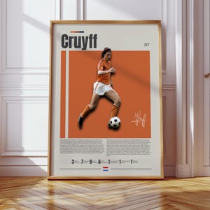 Johan Cruyff Poster, Netherlands Footballer Poster, Soccer Gifts, Sports Poster, Football Poster, Soccer Wall Art, Sports Bedroom Posters
