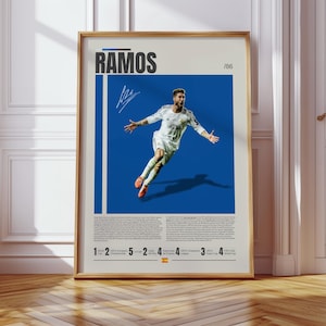 Sergio Ramos Poster, Real Madrid Poster, Soccer Gifts, Sports Poster, Football Player Poster, Soccer Wall Art, Sports Bedroom Posters