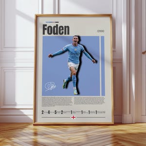 Phil Foden Poster, Manchester City Poster, Soccer Gifts, Sports Poster, Football Player Poster, Soccer Wall Art, Sports Bedroom Posters