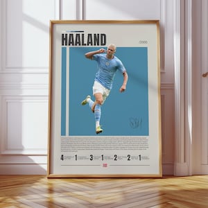Erling Haaland Poster, Manchester City Poster, Soccer Gifts, Sports Poster, Football Player Poster, Soccer Wall Art, Sports Bedroom Posters