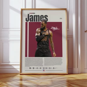 Lebron James Poster, LA Lakers Print, NBA Poster, Sports Poster, Mid Century Modern, NBA Fans, Basketball Gift, Sports Bedroom Posters