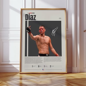 Nate Diaz Poster, UFC Poster, MMA Poster, Boxing Poster, Sports Poster, Mid-Century Modern, Motivational Poster, Sports Bedroom Posters