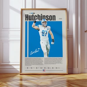 Aidan Hutchinson Poster, Detroit Lions Print, NFL Poster, Sports Poster, NFL Fans, Football Poster, NFL Wall Art, Sports Bedroom Posters