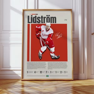 Nicklas Lidström Poster, Detroit Red Wings Poster, NHL Poster, Hockey Poster, Sports Poster, Mid-Century Modern, Sports Bedroom Posters