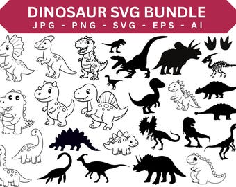 Cute Dinosaur SVG Bundle, kids dinosaur svg, kawaii dinosaur svg, dino svg, dinosaur png, dinosaur clipart, Dinosaur Silhouette SVG