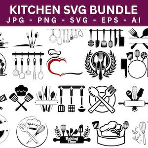 Köksmonogram SVG-paket, delat teckensnittsvektor (digital nedladdning)