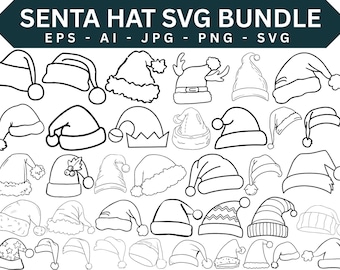 Kerstmuts SVG-bundel, kerstgesneden bestanden (direct downloaden)