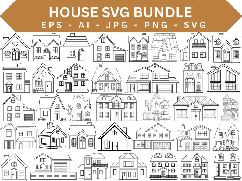 House Outline SVG Bundle, Home Cricut Cut File (instant Download) - Etsy