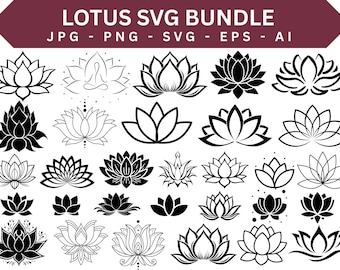 Lotus Flower SVG Bundle, Cricut, Laser Cut Files (Digital Download)