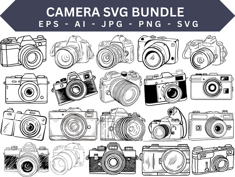 Camera SVG Clipart Bundle, Photography Vector Files (digital Download ...