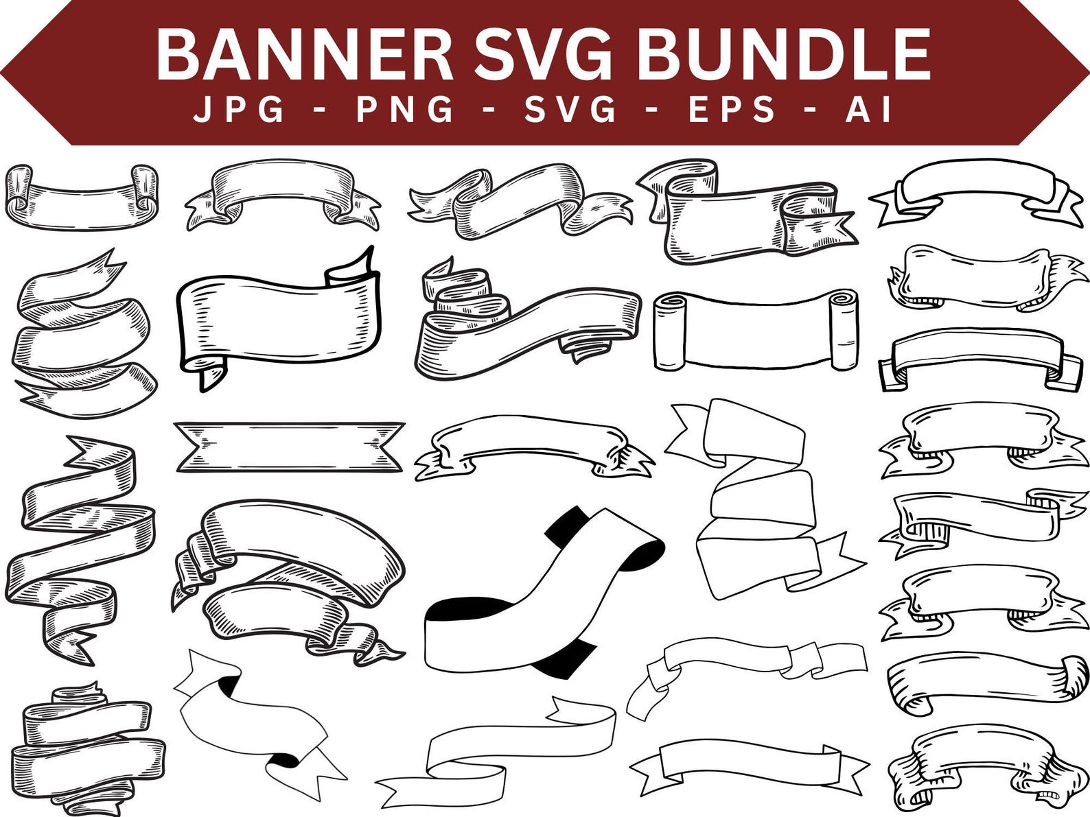 Banner Svg Bundle, Banner Vector, Banner Cut Files for Circut, Banner ...