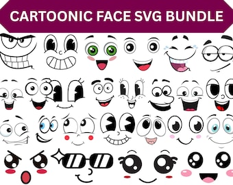 Paquete de SVG de caras de emociones de dibujos animados: Kawaii divertidas para Cricut (descarga digital)