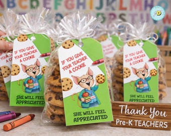 Lehrer Wertschätzung Geschenkanhänger Danke Geschenkanhänger Wenn Sie eine Cookie Appreciation Week Geschenk Schule Party Favor Printable Label Vorlage geben