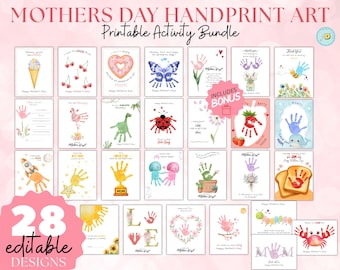 Mother's Day Handprint Bundle | Mothers Day Printable Art | Mother's Day Gift | Mommy Handprint Craft Activity | All about Mom