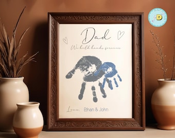 Father's Day Handprint Keepsake Art, Personalized Dad Memory Print (PDF)