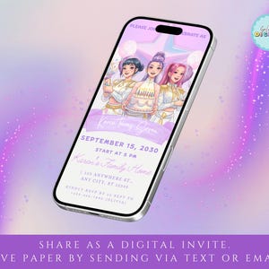 Kpop Demon Hunters Anime Birthday Invitation | Editable Canva Template (Digital Download) image 4