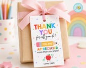 Teacher Appreciation Gift Tags Thank You Teacher Gift Tag Teacher Appreciation Week Gift Tags School Party Favor Printable Label Template