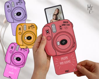 Printable Pull-Out Photo Card Canva Editable Template | Personalized Card for Friend Father's Mother's day Gift | DIY Polaroid