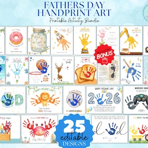 Imprimibles para el Día del Padre, Paquete de Arte con Huellas de Manos, El Mejor Regalo, Manualidades Imprimibles para Recuerdos de Papá, Actividad Manualidad para Niños Pequeños y Preescolares