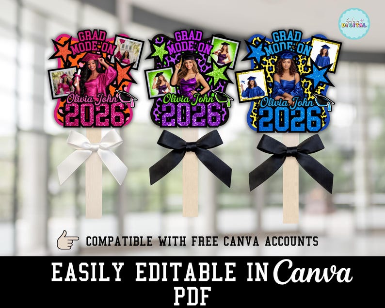 Grad Fan 2026 Canva Editable Template | Graduation Sign Class of 2026 ...
