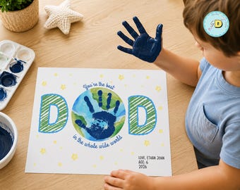 Father's Day Handprint Printable, DIY Gift for Dad, Digital Download, Best Daddy Craft, Grandpa, papa