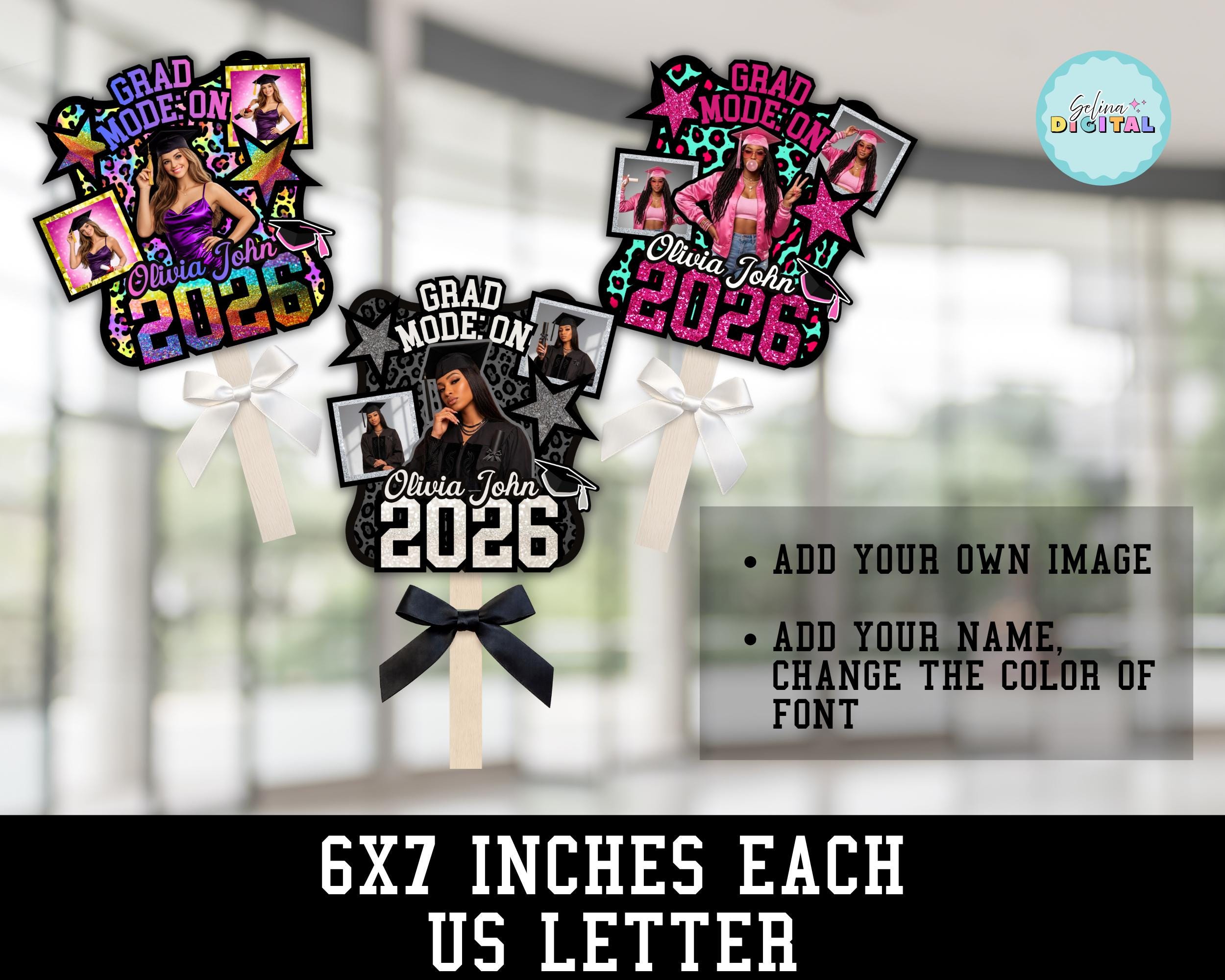 Grad Fan 2026 Canva Editable Template | Graduation Sign Class of 2026 ...