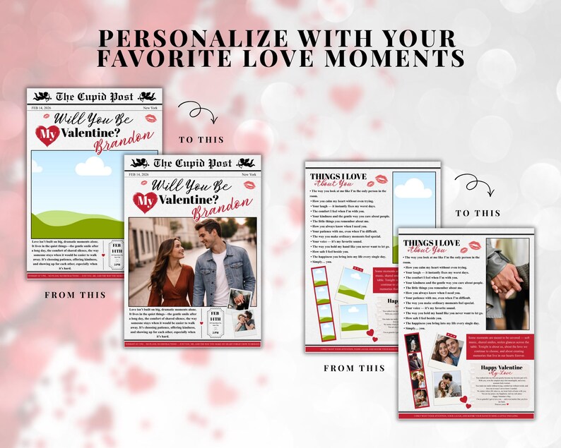 Editable Will You Be My Valentines Day Newspaper Template